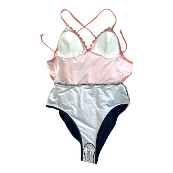 Cupshe Lucky Star Coral and Navy Blue One Piece Swimsuit Size Small - Picture 6 of 10